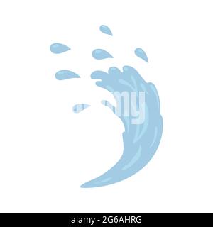 Onda blu e spruzzi d'acqua, simboli ondulati della natura in illustrazioni vettoriali di movimento Illustrazione Vettoriale