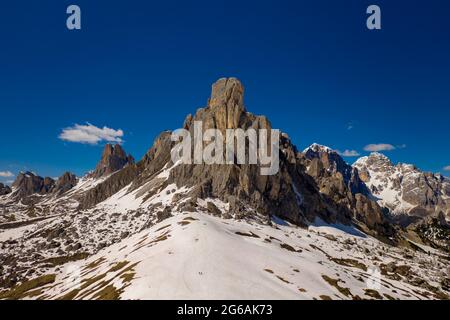 Cime acute della Gusela, Nuvolau gruppe, Tirolo Sud, dolomiti, Passo Giau, Dolomiti, Italia Foto Stock