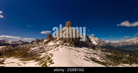 Cime acute della Gusela, Nuvolau gruppe, Tirolo Sud, dolomiti, Passo Giau, Dolomiti, Italia Foto Stock