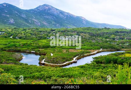 Fiume Tidal panoramico nel parco nazionale del promontorio di Wilson, Australia. Foto Stock