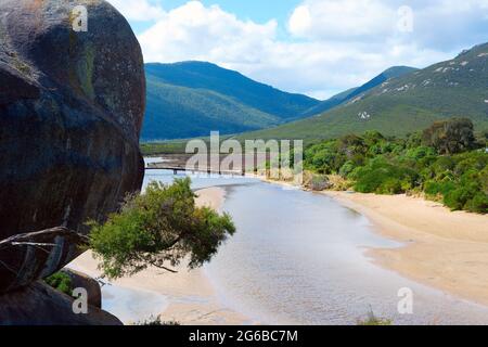 Fiume Tidal panoramico nel parco nazionale del promontorio di Wilson, Australia. Foto Stock