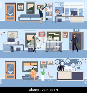 Spazio di lavoro Vector Modern Office in stile piatto Illustrazione Vettoriale