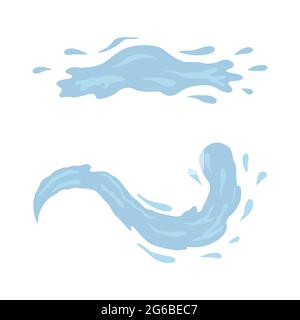 Acqua e rilasciare le icone. Onde azzurre e spruzzi d'acqua impostato Illustrazione Vettoriale