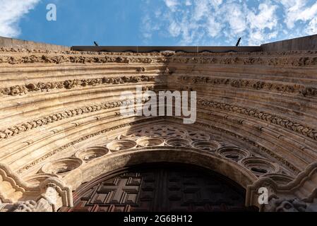 Portico principale della cattedrale di Avila, Spagna Foto Stock