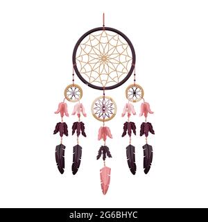 Illustrazione vettoriale di un sognante in stile boho. Interni mistici. Illustrazione Vettoriale