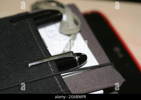 Tablet, notebook e Fountain Pen Foto Stock