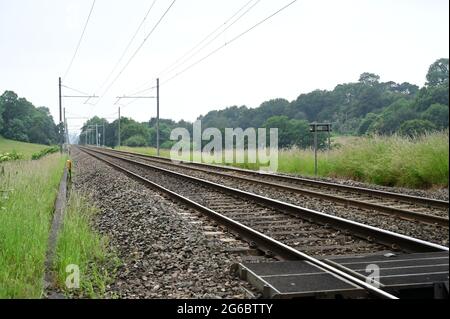 La Lickey Incline, a sud di Birmingham, è la più ripida linea ferroviaria in Gran Bretagna. La salita è una pendenza di 1 su 37.7 (2 Foto Stock