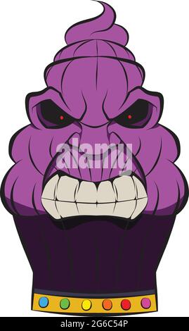 Super Villains immaginato come deliziosi Cupcakes per Halloween. Ricetta di Halloween per un cuppake malvagio che vi darà innaffiatura bocca incubi. Illustrazione Vettoriale