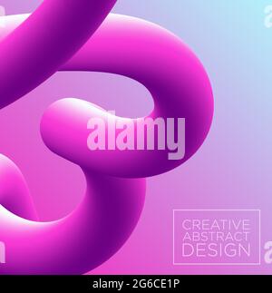Illustrazione vettoriale di sfondo astratto 3d in colori rosa e viola, imitazione dell'effetto 3D di fusione gradiente neon per la progettazione della copertina con luogo per Illustrazione Vettoriale