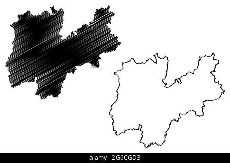 Provincia trentina (Italia, Repubblica Italiana, Trentino-Alto Adige o Trentino-Alto Adige, Regione Autonoma Sudtirol) mappa vettoriale, scribble Illustrazione Vettoriale