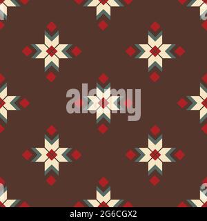 Tessuto ornamentale folk senza cuciture modello. Disegno per la progettazione di tessuti, tappeti, cartoline Illustrazione Vettoriale