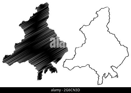 Provincia di Verbano-Cusio-Ossola (Italia, Repubblica Italiana, Regione Piemonte) mappa illustrazione vettoriale, schizzo della mappa Provincia di Verbano Cusio Ossola Illustrazione Vettoriale