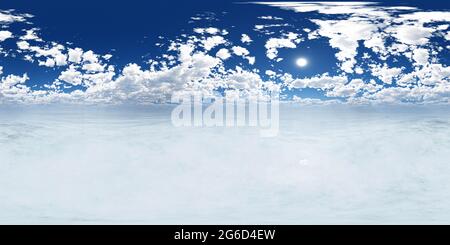 Panoramica Sky hdri senza cuciture con angolo di 360 gradi con zenith e nuvole per l'uso come cupola del cielo. illustrazione del rendering 3d Foto Stock