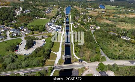 Una vista aerea della scalinata di Nettuno a Fort William, Scottish Highlands, UK Foto Stock