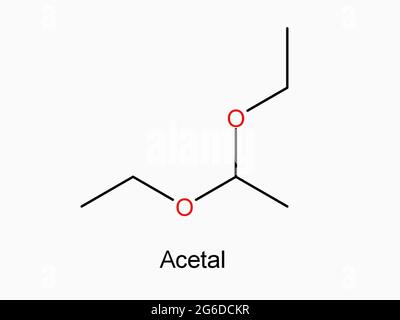 gruppo funzionale acetale formula chimica isolata su fondo bianco molecola atomo chimica organica struttura molecolare Foto Stock