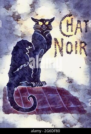 le chat noir artwork Foto Stock