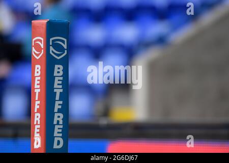 Warrington, Regno Unito. 05 luglio 2021. Un posto di Betfred all'Halliwell Jones Stadium di Warrington, Regno Unito, il 7/5/2021. (Foto di Simon Whitehead/ SW Photo/News Images/Sipa USA) Credit: Sipa USA/Alamy Live News Foto Stock