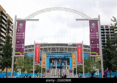 Stadio di Wembley a Londra dove si svolgeranno le semifinali e finali UEFA Euro 2020, 2021 luglio, Regno Unito Foto Stock