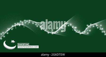 Pakistan Independence Day design con poco design leggero e linea volante. Buon modello per il disegno del giorno nazionale del Pakistan. Illustrazione Vettoriale