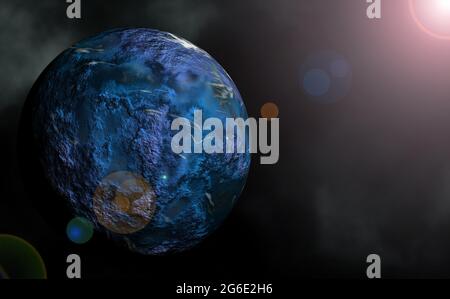 Illustrazione ad alta risoluzione del pianeta Urano. Il settimo pianeta dal Sole con il terzo diametro più grande nel nostro sistema solare Foto Stock