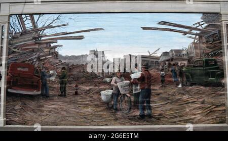 Il tornado di Vicksburg del 1953, i murales sul lungofiume, Vicksburg, Mississippi. Foto Stock