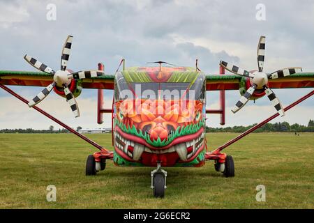 Aeroplano Dragon Skyvan durante il Fly Fest 2021 a Piotrków Trybunalski Foto Stock