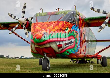 Aeroplano Dragon Skyvan durante il Fly Fest 2021 a Piotrków Trybunalski Foto Stock