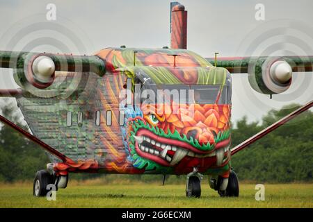 Aeroplano Dragon Skyvan durante il Fly Fest 2021 a Piotrków Trybunalski Foto Stock