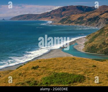 Foce del fiume Mattole, King Range National Conservation Area, Lost Coast, Humboldt County, California Foto Stock