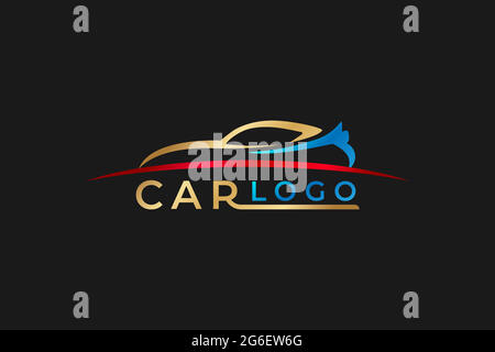 logo auto di lusso . Automotive Logo Template. Illustrazione del logo disegno di auto per dettagli auto, garage, parcheggio, Illustrazione Vettoriale