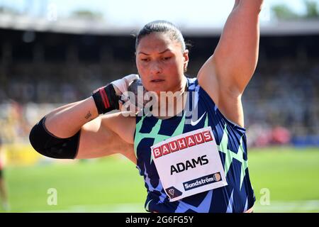 Valerie Adams (NZL) vince il colpo femminile messo a 63-2 1/4 (19,26 m) al Bauhaus Galan all'Olympiastadion, domenica 4 luglio 2021, a Stoccolma, Svezia. Foto Stock