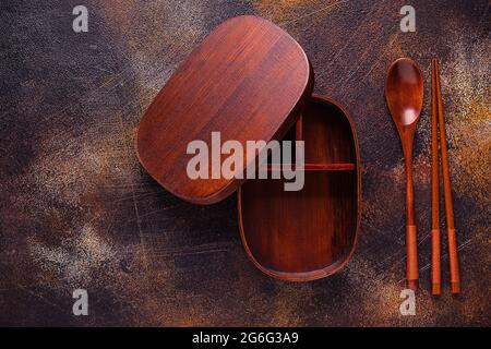 Bento box - contenitore per il pranzo in ufficio, vista dall'alto Foto Stock