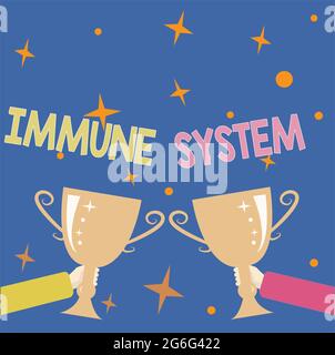 Titolo concettuale sistema immunitario. Internet Concept rete complessa lavorare insieme per difendere contro i germi Abstract Victory Reward Ceremony, celebrando Foto Stock