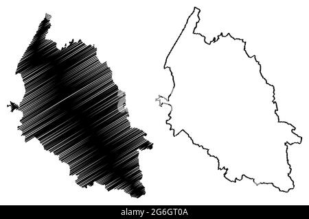 Provincia di Verona (Italia, Repubblica Italiana, Veneto o Veneto) mappa illustrazione vettoriale, schizzo della mappa Provincia di Verona Illustrazione Vettoriale