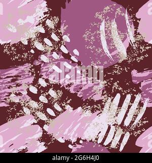 Collage con motivi senza cuciture con elementi luminosi e colorati per il design di tessuti, copertine, stampe. Modello senza giunture astratto. Zingaro, colorfu brasiliano Illustrazione Vettoriale