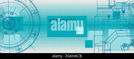 Disegno di ingegneria meccanica. Disegno astratto. Carta da parati tecnologica ingegneristica Illustrazione Vettoriale
