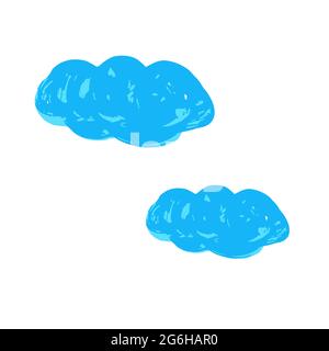 Icona nuvole. Disegno a mano della vernice, disegno a pennello. Isolato su sfondo bianco. Icona stile Doodle Grunge. Contorno, icona della linea, illustrazione del cartone animato Illustrazione Vettoriale