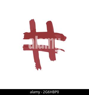 Disegno a mano della vernice, disegno a pennello. Icona stile Doodle Grunge. Icona hashtag Illustrazione Vettoriale