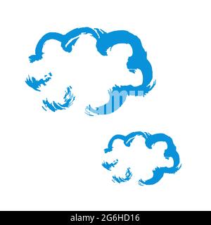 Icona nuvole. Disegno a mano della vernice, disegno a pennello. Isolato su sfondo bianco. Elemento decorativo. Icona stile Doodle Grunge Illustrazione Vettoriale