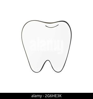 Icona medica. Isolato. Illustrazione vettoriale in stile di disegno manuale. Strumento medico. Dente sano Illustrazione Vettoriale