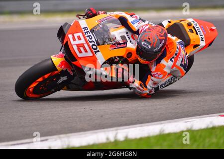 Marquez, pilota del team Repsol Honda, si aggiudica il test invernale della MotoGP prima della stagione al circuito Internazionale di Sepang l'8 febbraio 2020. Foto Stock