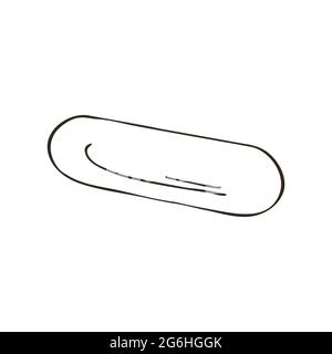 Icona Contour Medical. Illustrazione vettoriale in stile di disegno manuale. Immagine isolata su sfondo bianco. Strumenti medici. Compresse, capsule Illustrazione Vettoriale