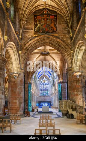 La navata centrale della cattedrale di St Gile, High Street, Edimburgo, Scozia Foto Stock