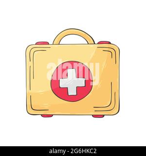 Icona medica. Illustrazione vettoriale in stile di disegno manuale. Immagine isolata su sfondo bianco. Strumento medico. Caso medico Illustrazione Vettoriale