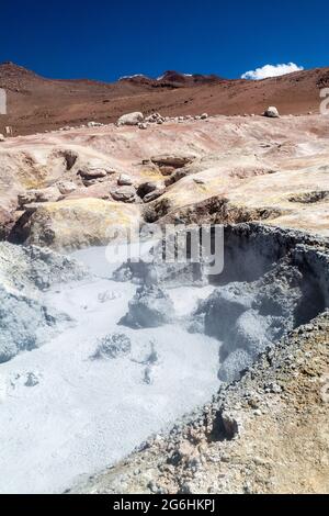 Campo geyser Sol de Manana, Bolivia Foto Stock