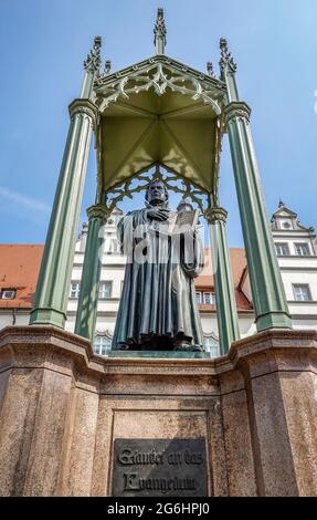 Lutherdenkmal, Markt, Lutherstadt Wittenberg, Sachsen-Anhalt, Deutschland Foto Stock