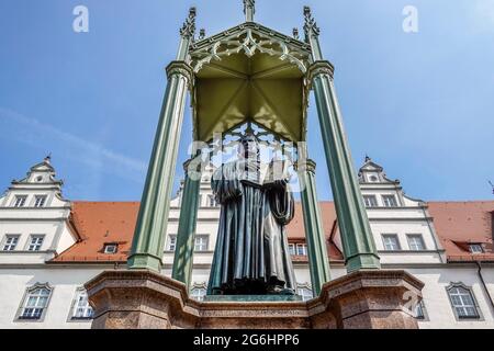 Lutherdenkmal, Markt, Lutherstadt Wittenberg, Sachsen-Anhalt, Deutschland Foto Stock