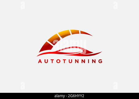 logo di lusso per la sintonizzazione automatica e i dettagli. Modello di logo automobilistico. Illustrazione del modello di disegno di logo di illustrazione di automobile per i particolari auto, garage, parki Illustrazione Vettoriale