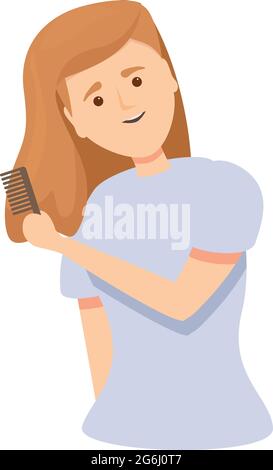 Donna pettine icona cartone animato vettore. Spazzola per la perdita di caduta. Cura femminile Illustrazione Vettoriale