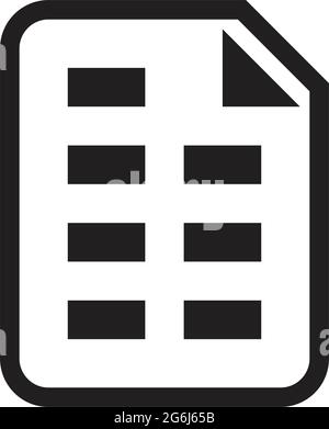 Icona del documento di testo dati vettoriali e informazioni per l'azienda e la finanza in un grafico a forma di contorno Illustrazione Vettoriale